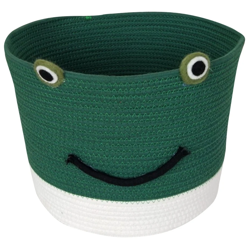 

Cute Baby Gift Basket Small Cotton Rope Basket Frog Design Woven Basket Collapsible Baby Room Basket Cute Storage Bin