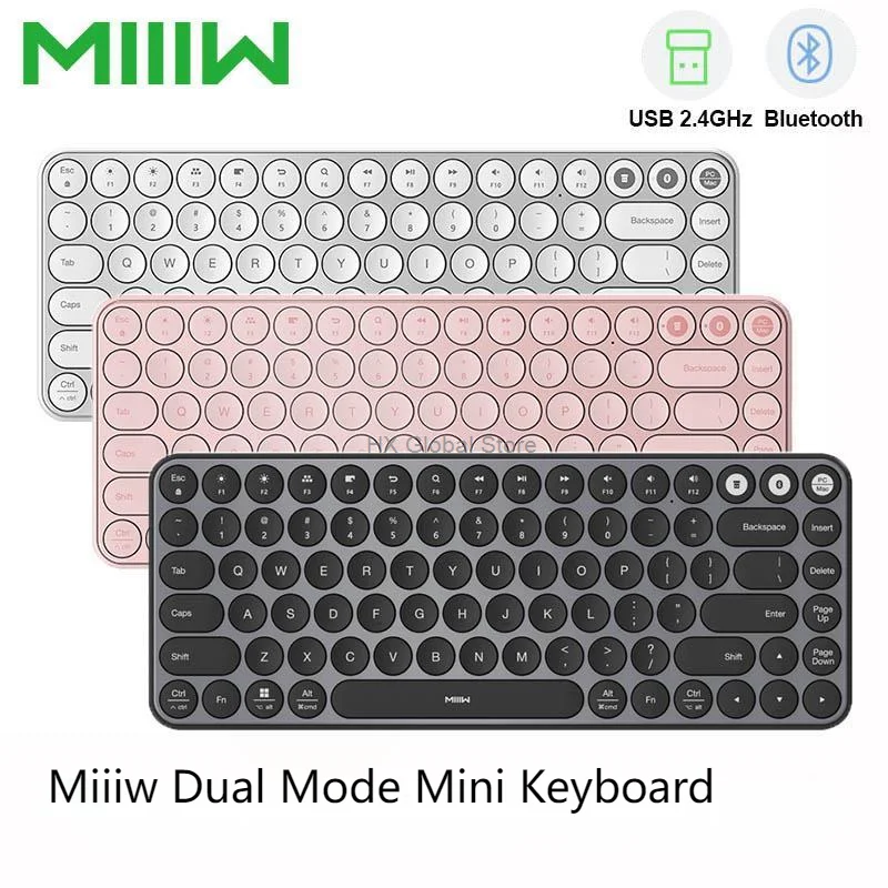 

Двухрежимная мини-клавиатура Youpin Miiiw с Bluetooth, беспроводная 2,4 ГГц Клавиатура для Windows / Mac / Android / IOS клавиатура