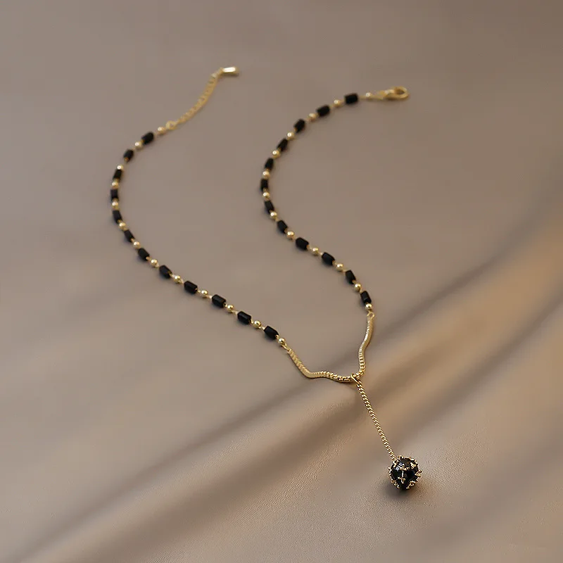 

2022 New Jewelry For Women's Mysterious Sexy Black Crystal Zircon Ball Pendant Necklace Party Luxury Necklace Girls Accessories