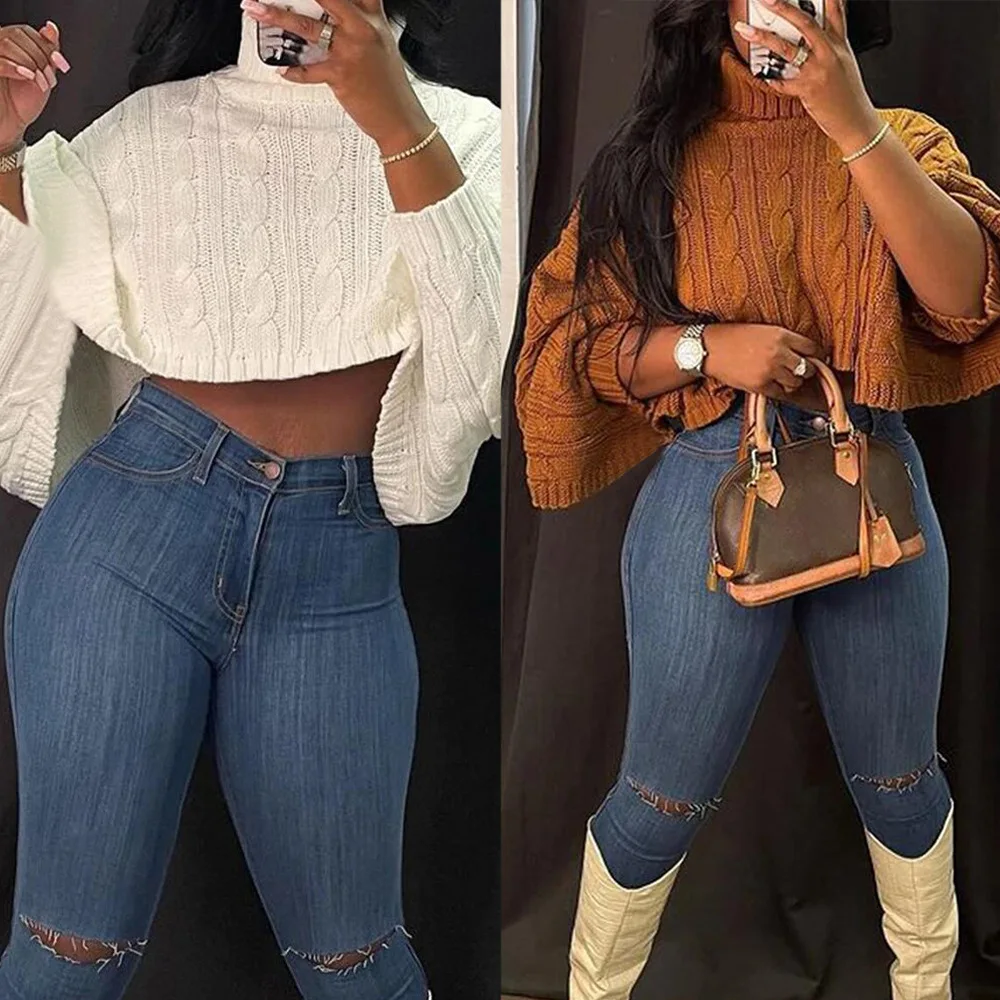 

Сексуальные короткие свитера сезона осень-зима 2022, Женская водолазка с длинным рукавом, укороченный свитер-накидка, Вязаная Шаль