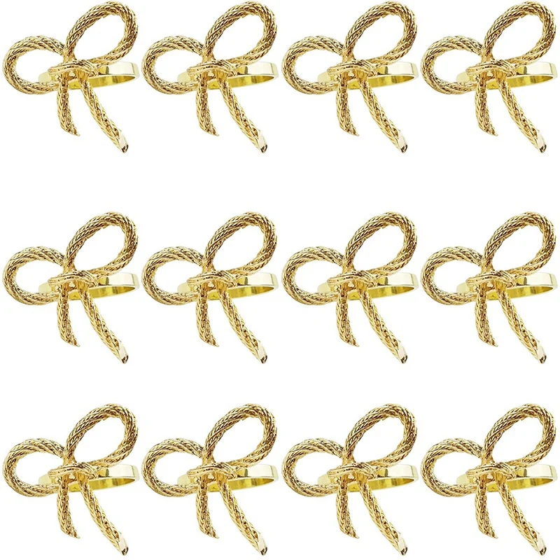 

36 Pcs Simple Golden Napkin Ring Butterfly Bow Tie Napkin Buckle Hotel Restaurant Mouth Cloth Ring Metal Napkin Ring
