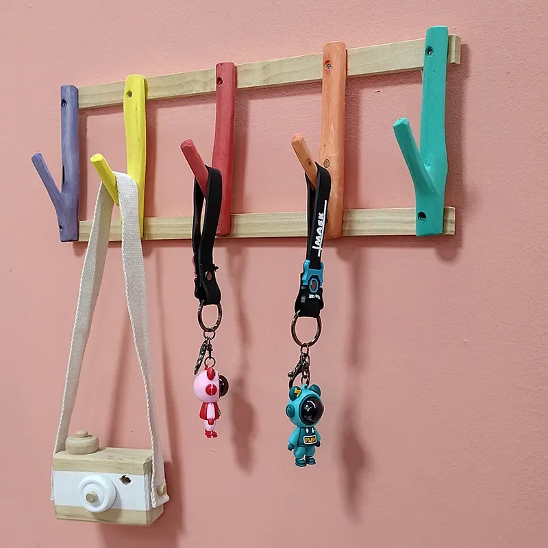 

Скандинавская вешалка для пальто, большая Деревянная настенная вешалка для одежды, полотенец, ключей, украшение детской комнаты, Домашний О...