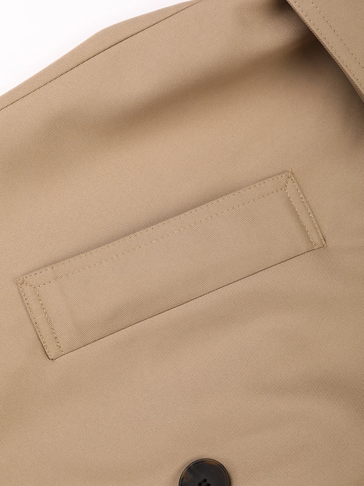 Женский Длинный Тренч с поясом EAM свободная Ветровка цвета хаки отложным