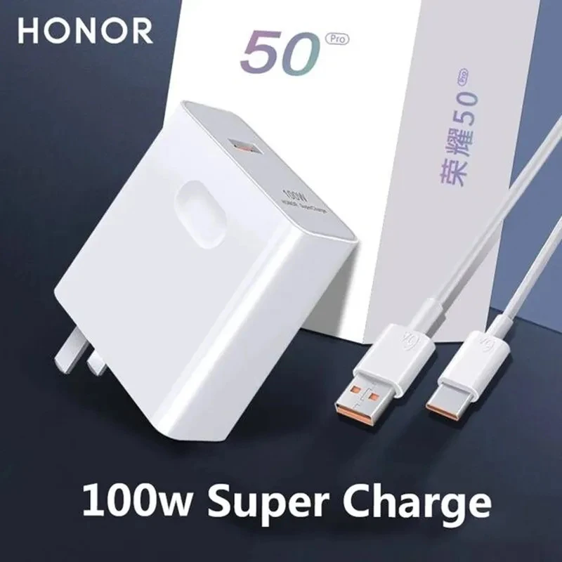 Зарядное устройство Honor 100 Вт с кабелем Usb Type-C на 6 А для телефонов 200 90 80 70 Pro Magic V V2