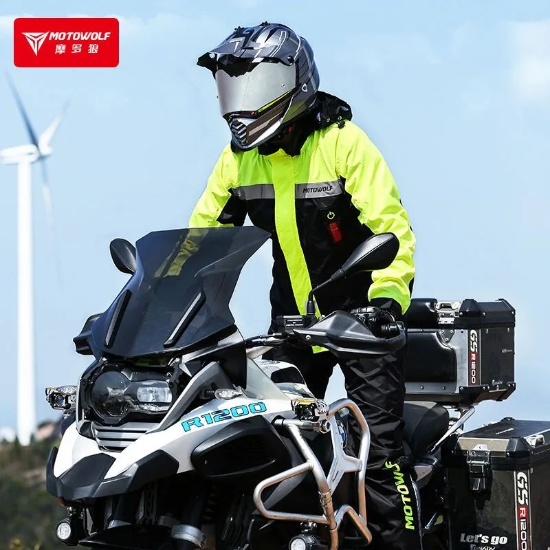 Мотоцикл Motowolf дождевик с разрезом водонепроницаемый дождевой костюм одежда для