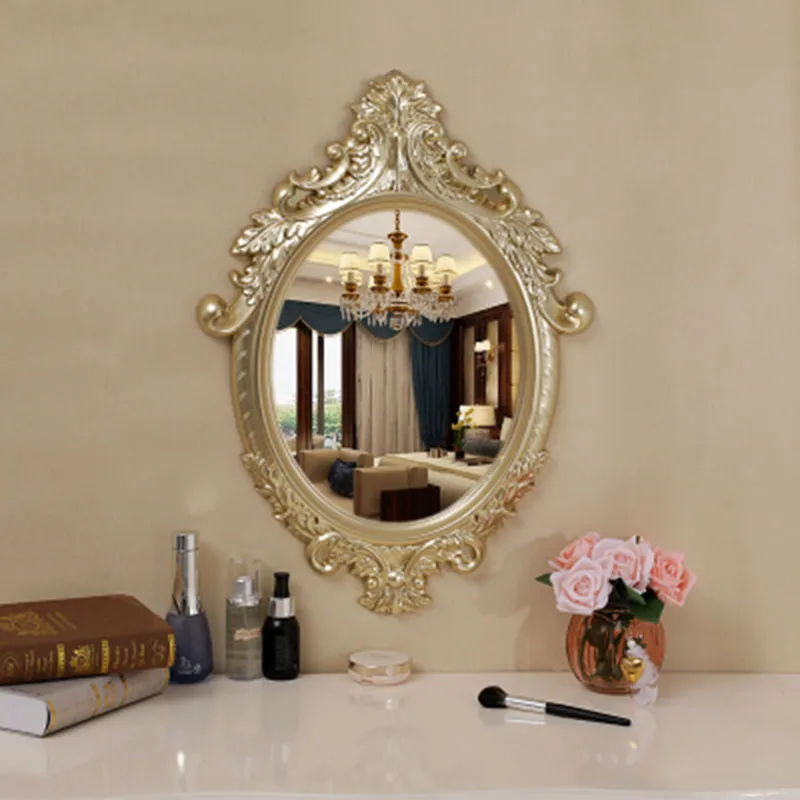 Decal Mirror Frame Geometric Vintage Body Shower Wall Mirror Vanity Large Living Room Relief Woondecoratie Bedroom Decor