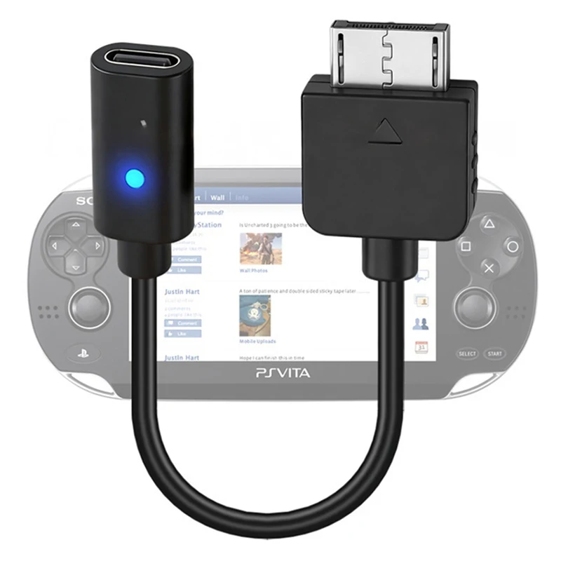 Фото Сменный USB-C кабель для зарядки с LED-индикатором для консоли PS Vita 1000, адаптер питания Type-C, комплект для контроллера, чехол №1