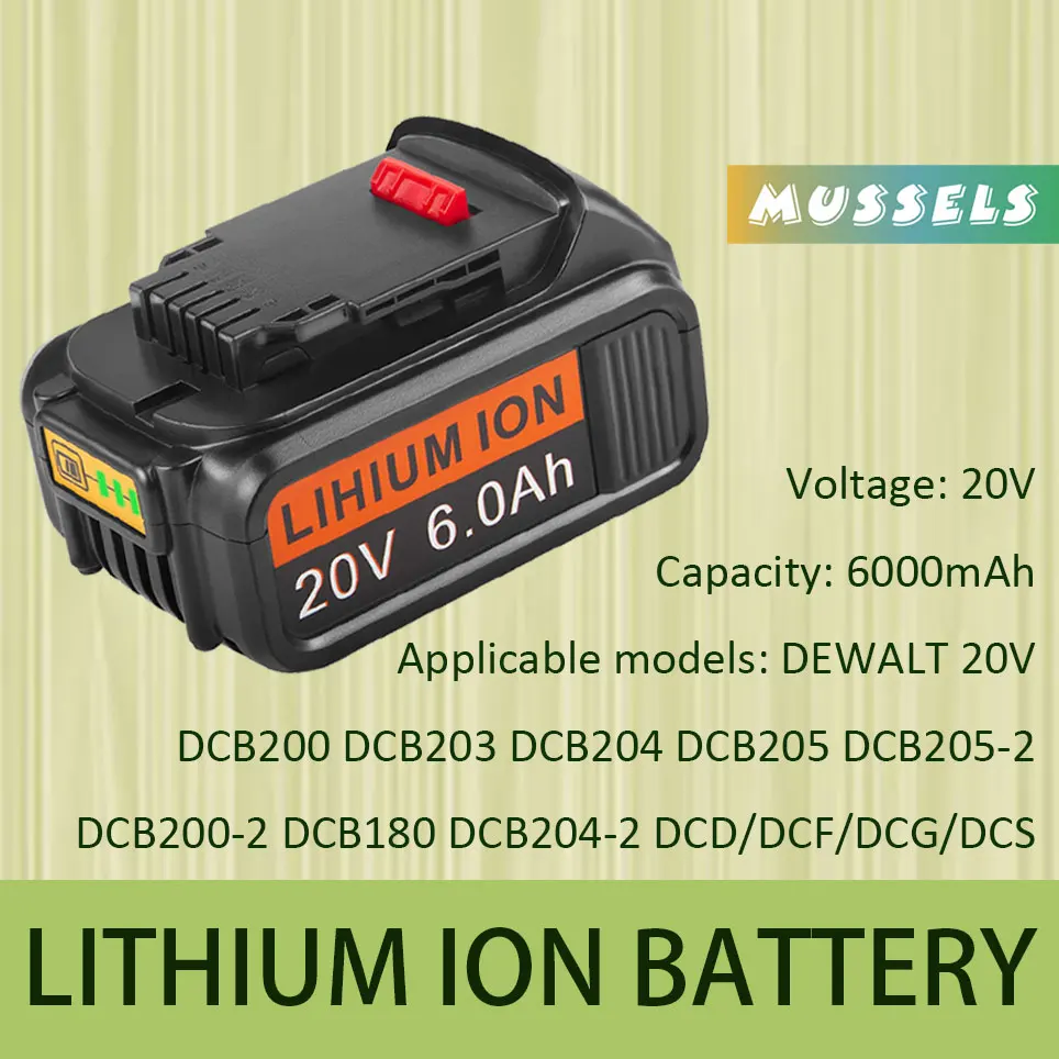 

Lithium battery replacement parts for DeWalt 20V MAX DCB204 DCB200 DCB205-2 DCB201 20V DCD/DCF/DCG/DCS series