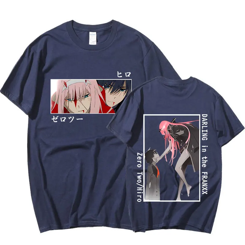 

Darling In The Franxx Men Women Casual Short Sleeve T-Shirt Harajuku Anime Zero Two Hiro Hip Hop Top Couple Oversized T-shirts