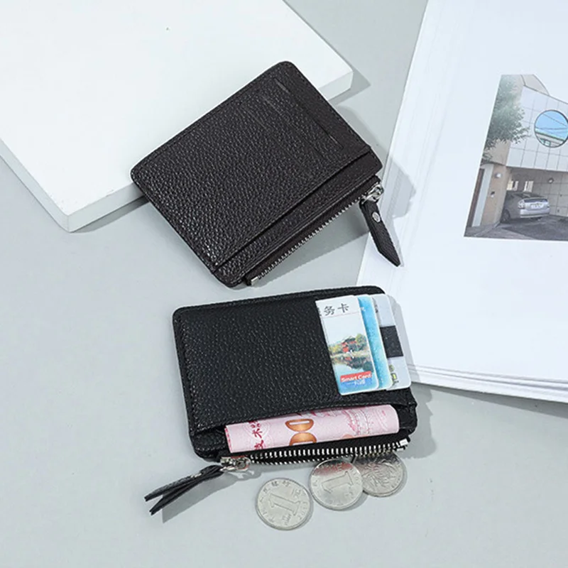 

Женский держатель для карт с несколькими отделениями для карт, Женский кошелек, модный кожаный кошелек на молнии, ультратонкий кошелек для ...