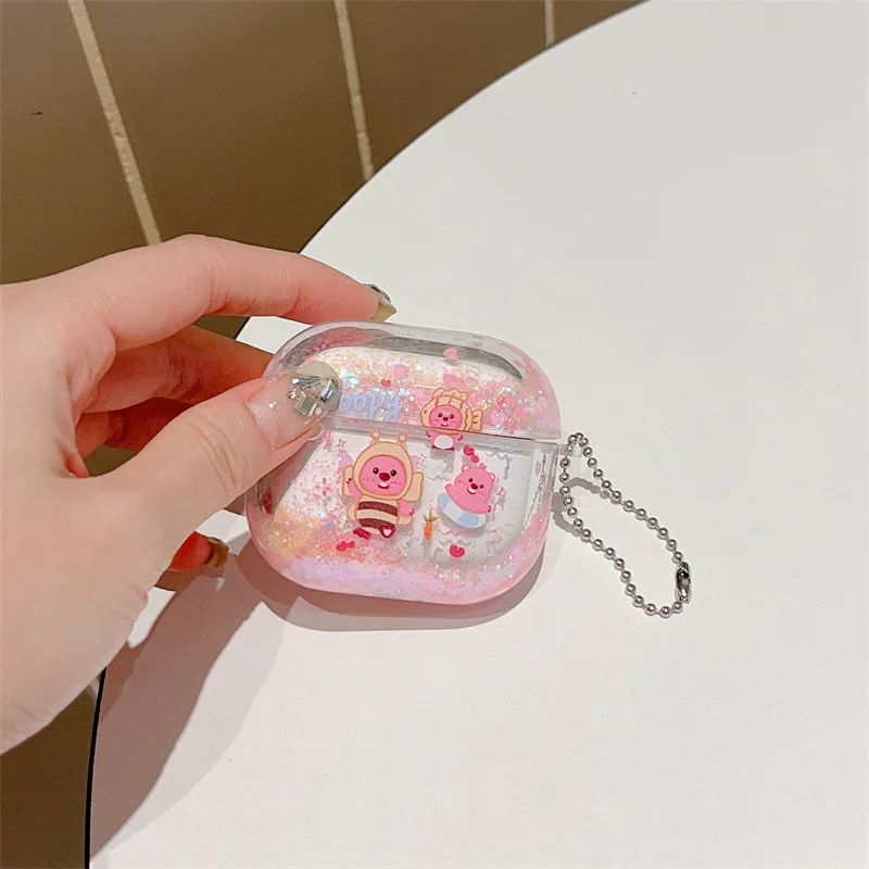 

Cartoon Beaver Quicksand Case for AirPods Pro2 Airpod Pro 1 2 3 Bluetooth Earbuds Charging Box Protective Earphone Case Cover