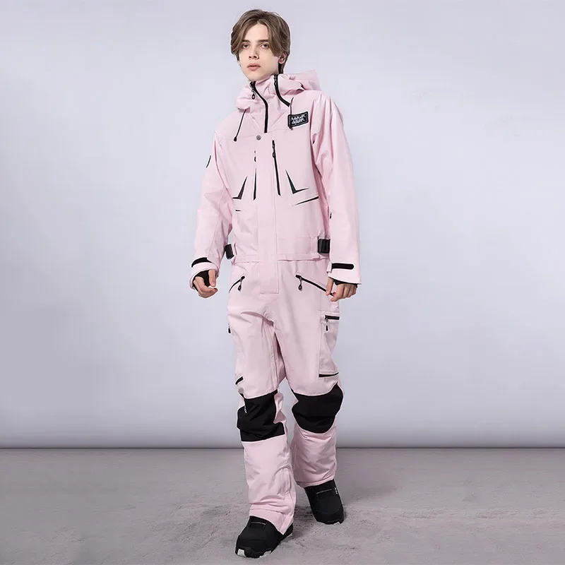 Зимний мужской слитный комбинезон для сноуборда с капюшоном мужчин и женщин