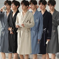 2022 Autumn Winter Plus Size Long Sleeve Cotton Kimono Robes for Men High Quality Sleepwear Bathrobe Male Homewear Home Clothes
