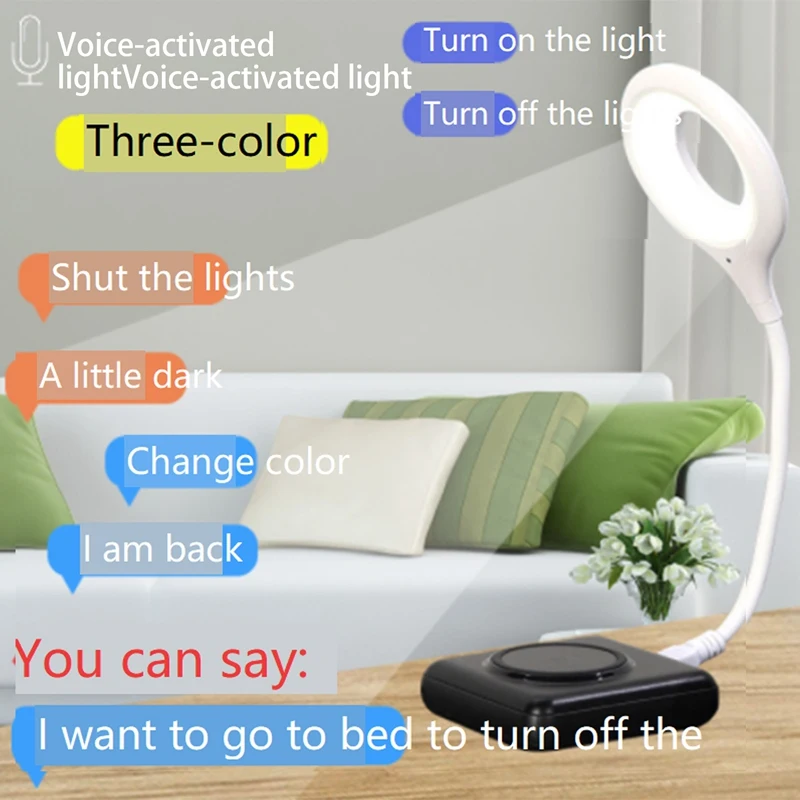 

LED Smart Voice Night Light USB Induction Bedroom Bedside Lamp Dormitory Voice-Activated Lamp