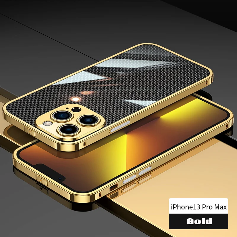 

Чехол для iPhone 13 12 11 Pro Max, Роскошный чехол из углеродного волокна, рамка, аксессуары, ударопрочный чехол из нержавеющей стали для телефона