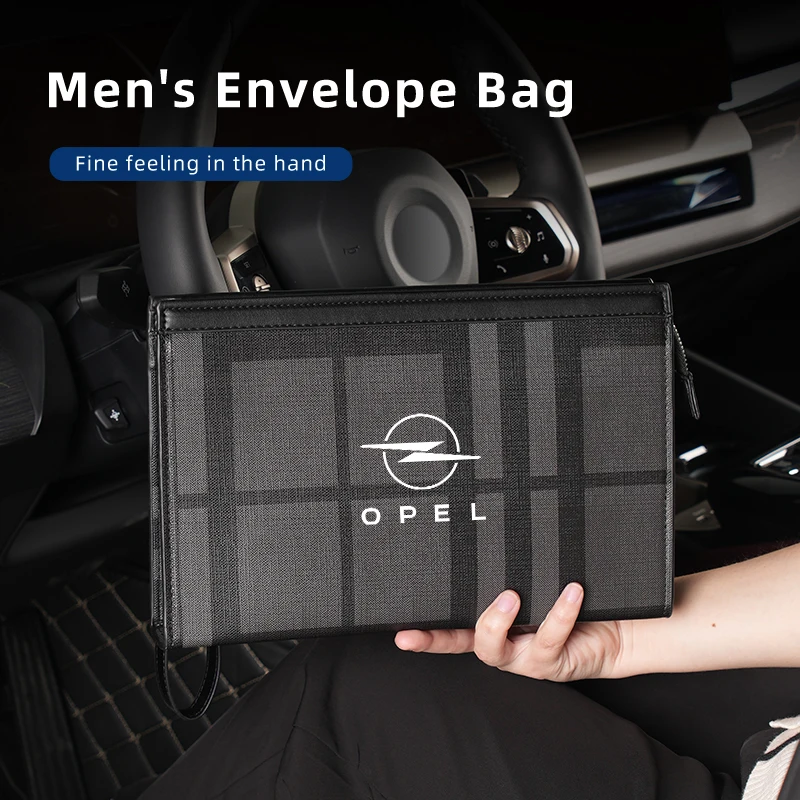 Клатч мужской в клетку модная Вместительная деловая сумка из ПВХ кожи с