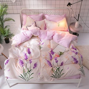 DIMI Child Bed Sheets And Pillowcases Comforter Bedding Set Flower 4pcs Girl Boy Kid Bed Cover Set Duvet Cover Adult