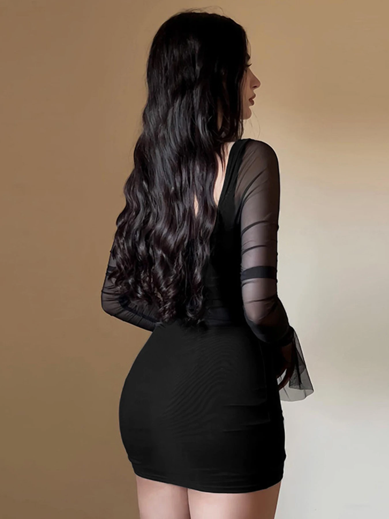 Rockmore Элегантное сетчатое лоскутное платье с низкой чашкой для женщин