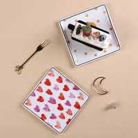 light luxury ins storage plate love dessert cake plate breakfast small dish table top jewelry plate decoration 14 5cm