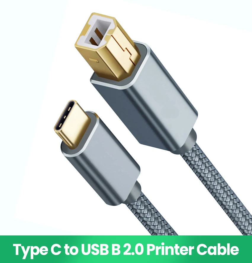 Cable USB C a USB B 2,0 para impresora, escáner de impresora...