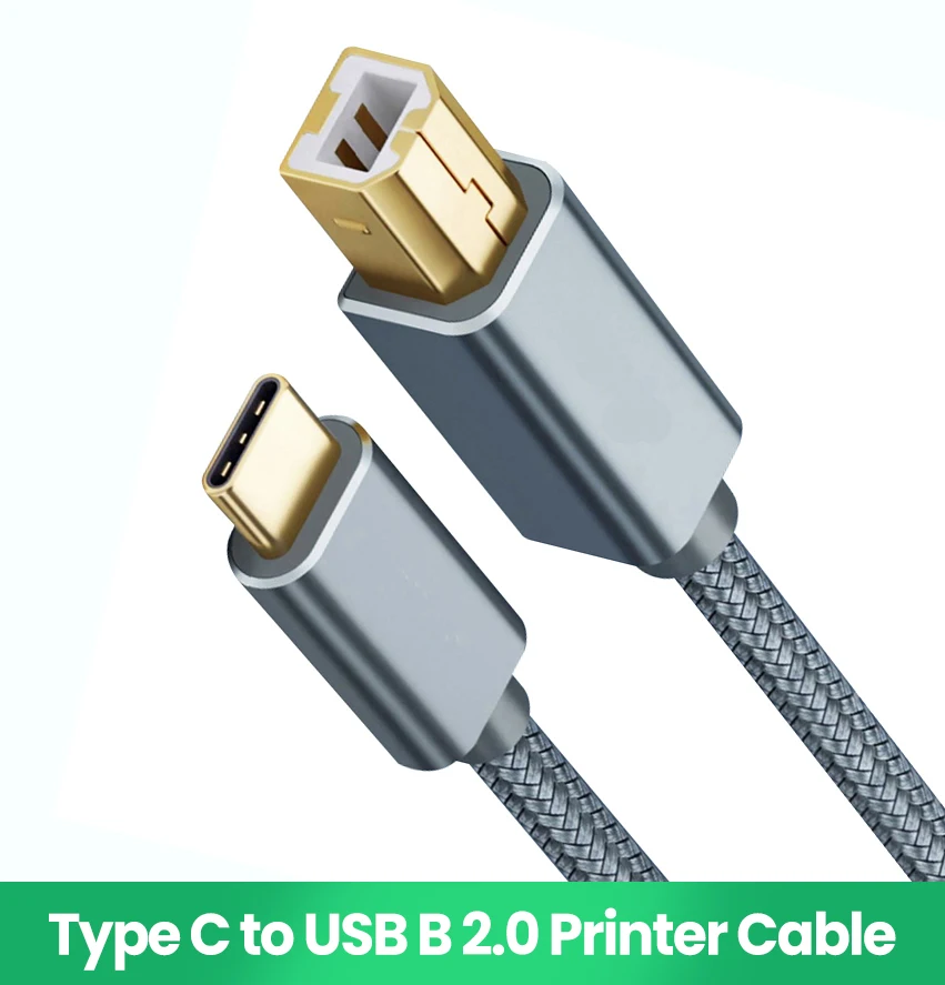 USB C к B 2 0 кабель для принтера Плетеный принтер сканер Epson HP Canon Brother MacBook Pro Samsung MIDI