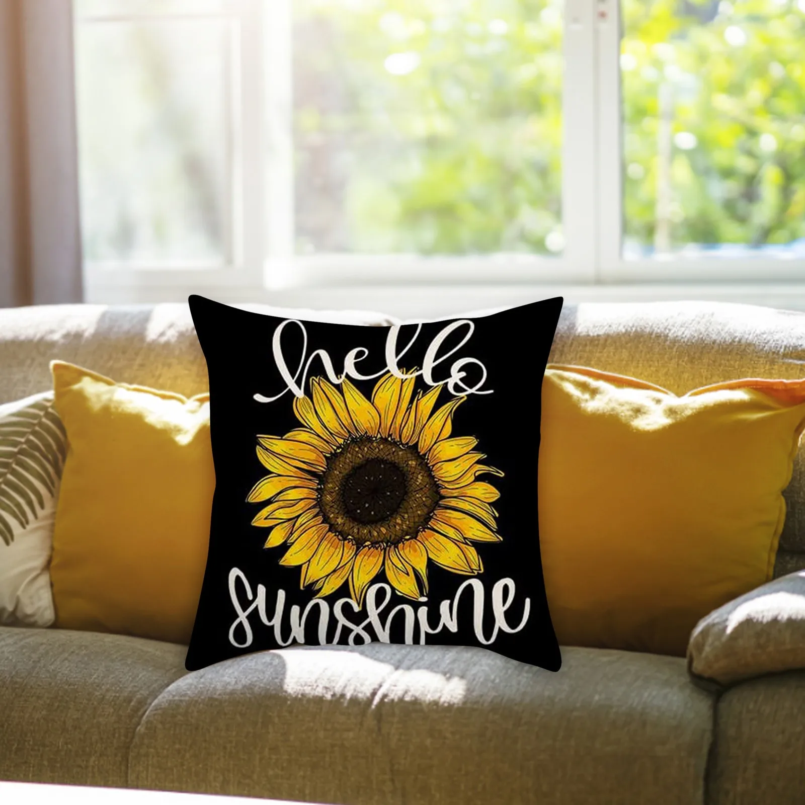 

Navy Blue And Brown Throw Pillows Summer Sunflower Home Sofa Cover Decorative Cushion Pillowcase