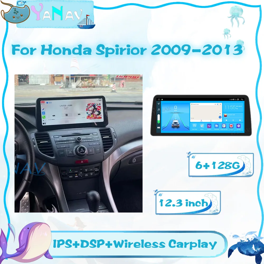 

Автомобильный радиоприемник Android 2Din, стерео приемник для Honda Spirior 2009-2013, GPS-навигация, Автомобильное видео, аудио, Мультимедийный MP3-плеер Carplay