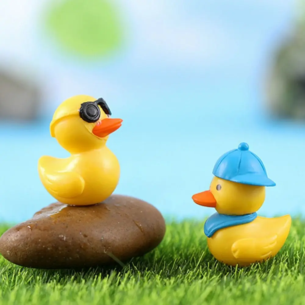 

Cartoon Mini Glasses Yellow Ducks Creative Resin Realistic Miniature Duck Handmade Hat Yellow Ducks Outdoor