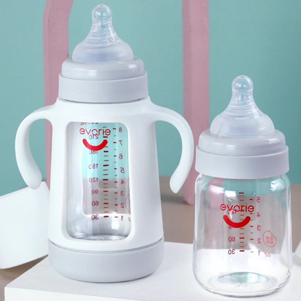 Adri glass bottle wide diameter newborn baby with anti drop protective case thickened new glass anti drop bottle160/240ml