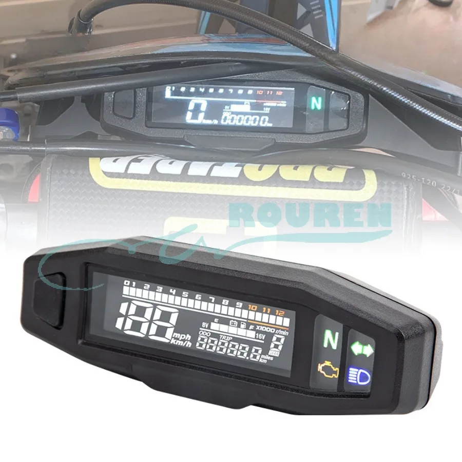 

Motorcycle Digital Tachometer Dash Board Universal LCD Instrument Panel Gauge Odometer Speedometer Universal 12V Gear Indicator