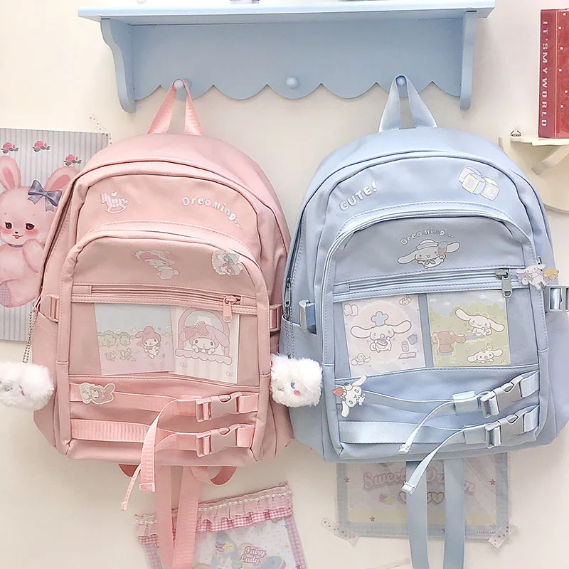 Sanrios Anime Cinnamoroll Melody Women's Backpack Kawaii Leisure Urban Unisex Sports Travel Backpack Dropshipping School Bags