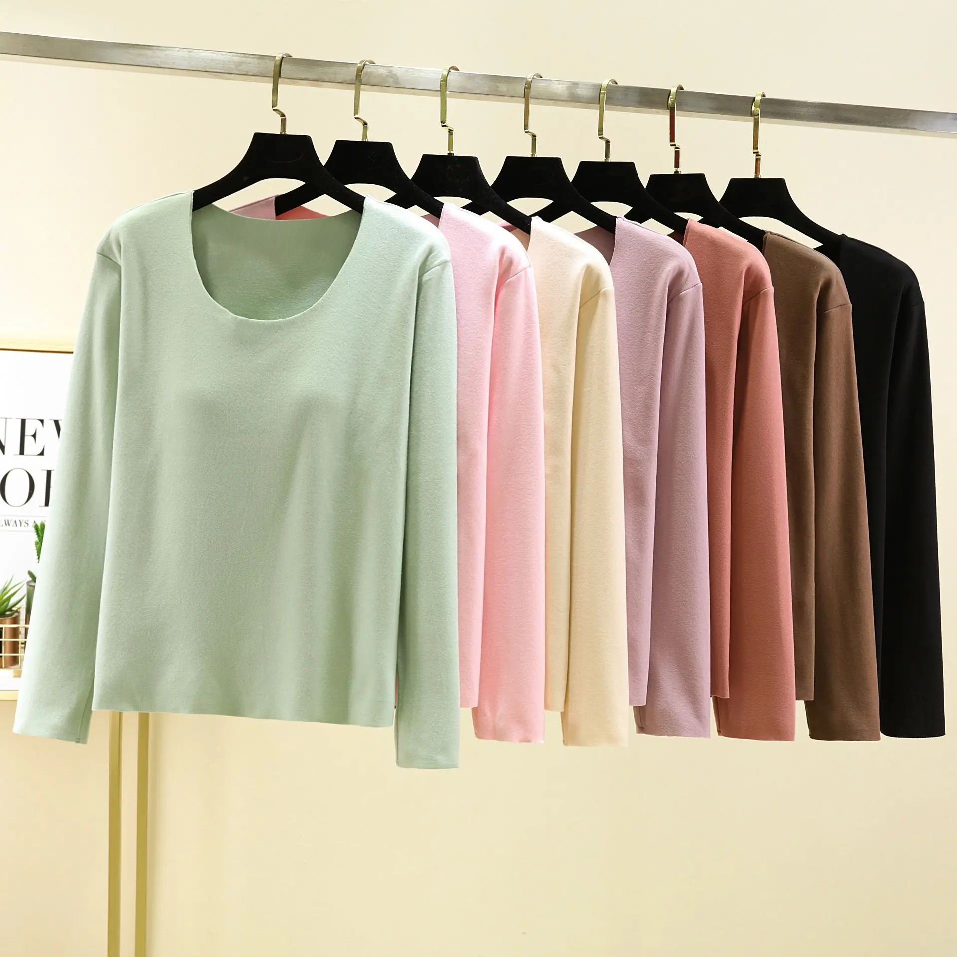 De Rong нагрудная подушка с круглым вырезом длинным рукавом теплая нижняя рубашка