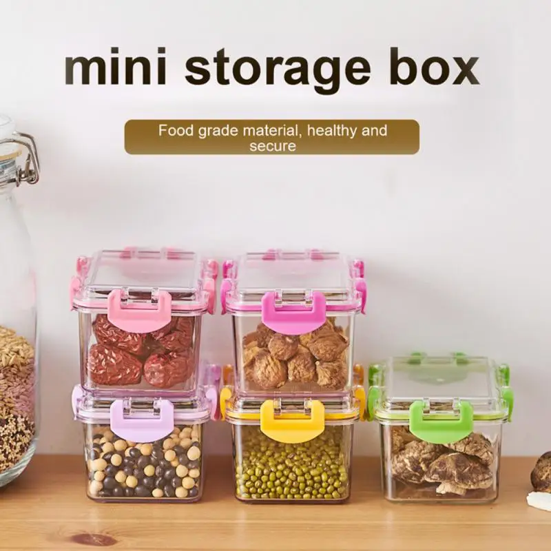

Mini Food Storage Containers Practical Portable Kitchen Storage Box Fresh-keeping Box Moisture-proof Grain Storages Tank