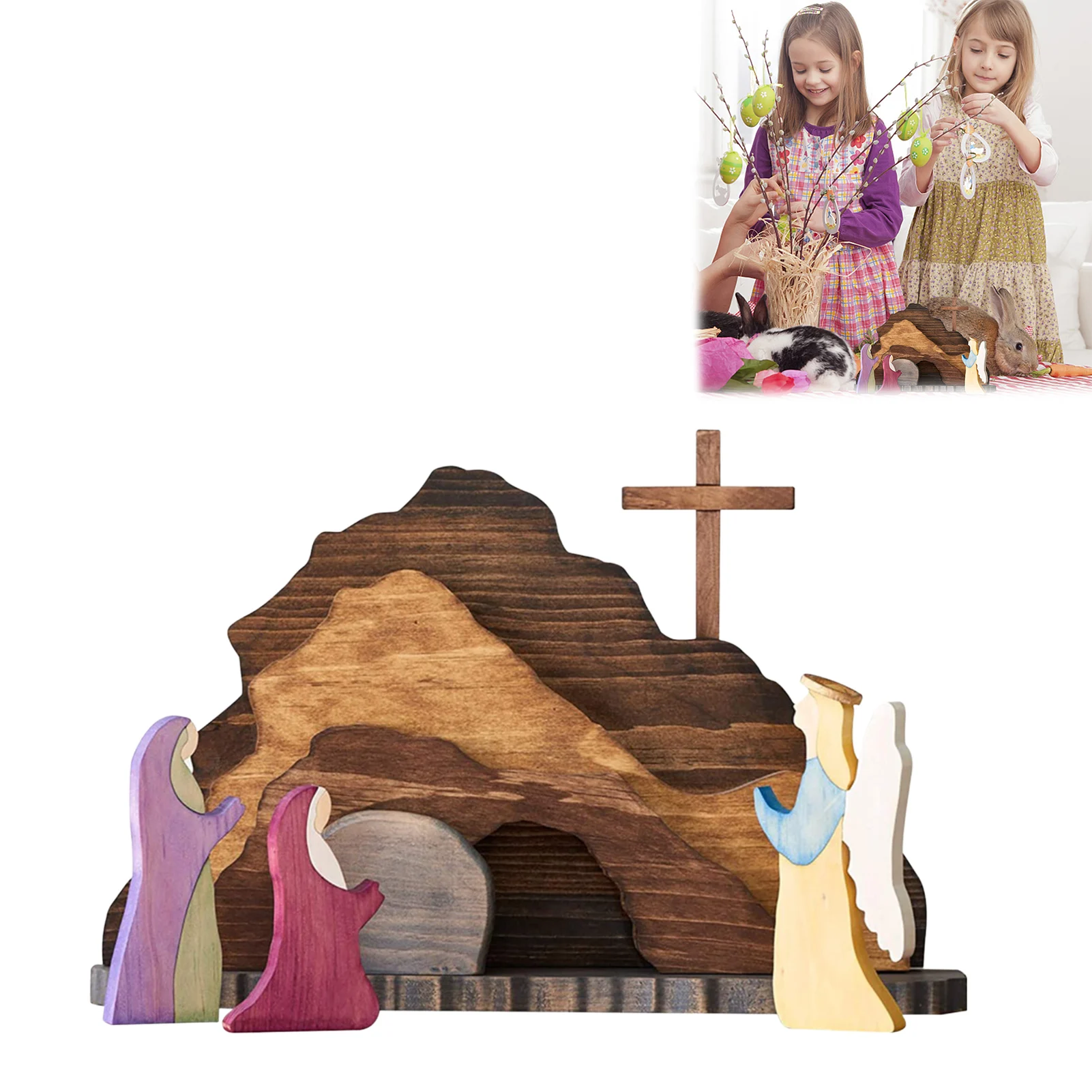 

Easter Resurrection Decorations Religious Jesus Nativity Resurrection Scene Set Wooden Decoration For Spring Christian Home