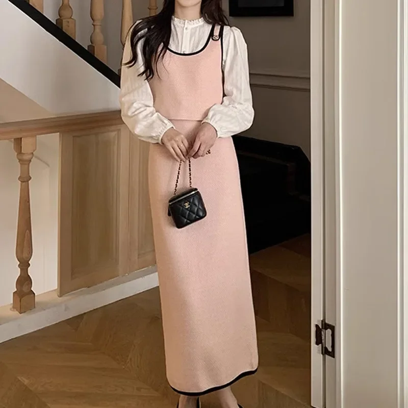 Элегантный винтажный розовый жилет средней длины с юбкой от Zhiyi Falling Sunset Sensibility