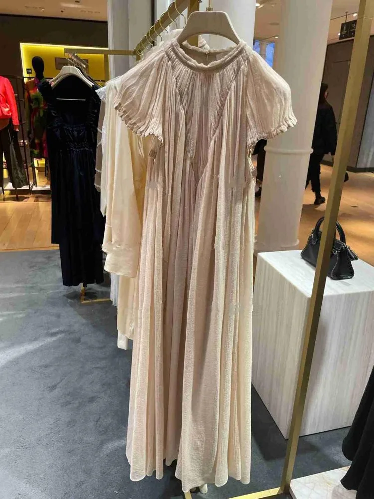 

Женское длинное плиссированное платье, привлекательное облегающее платье с коротким рукавом, весна-лето 2023