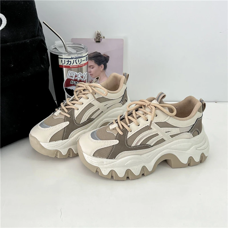 

Женские массивные кроссовки, толстая подошва, платформа, модная сетчатая повседневная обувь, удобная Вулканизированная подошва, для бега, прогулок