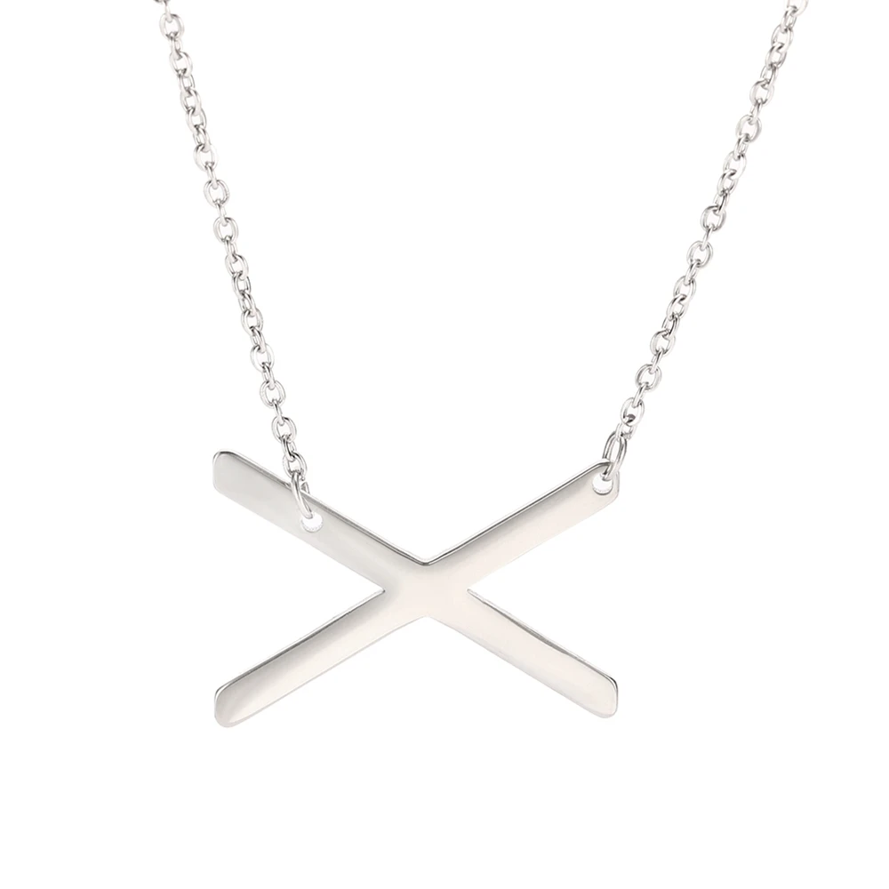 

Xincong Stainless Steel Jewelry Dropshipping Steel Color 18.5x25.7mm Letter x Pendant Necklace With 45+5cm Link Chain