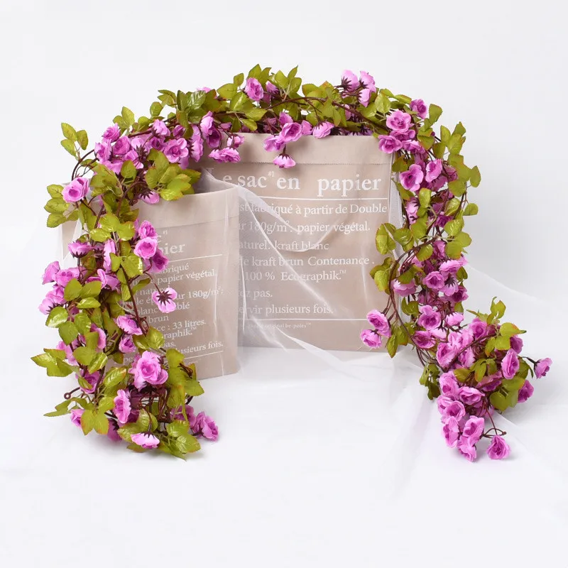 

69 Rose Flower Heads Artificial Rose Vine Simulation Ivy Rattan Hanging Fake Plant Decor for Wedding Home Mall Decorations