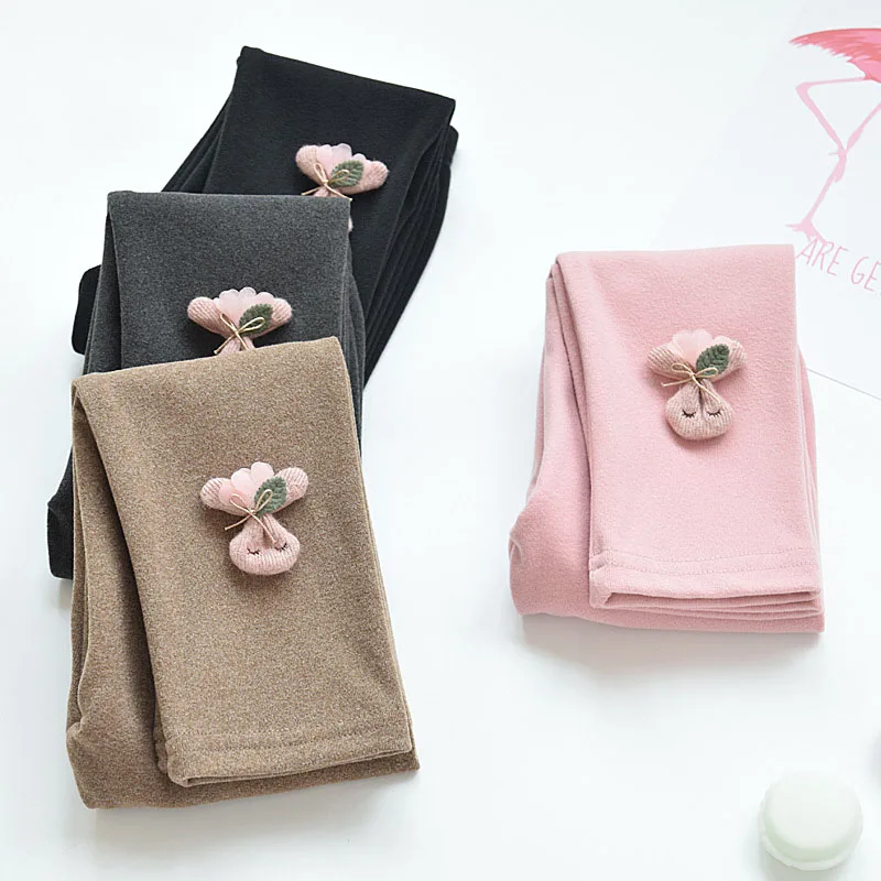 

Kids Pants Girls Leggings Spring Fall Korean Fashion 2-10 Years Children's Clothing Pantalones Trouser Black Gray Pink Brown New