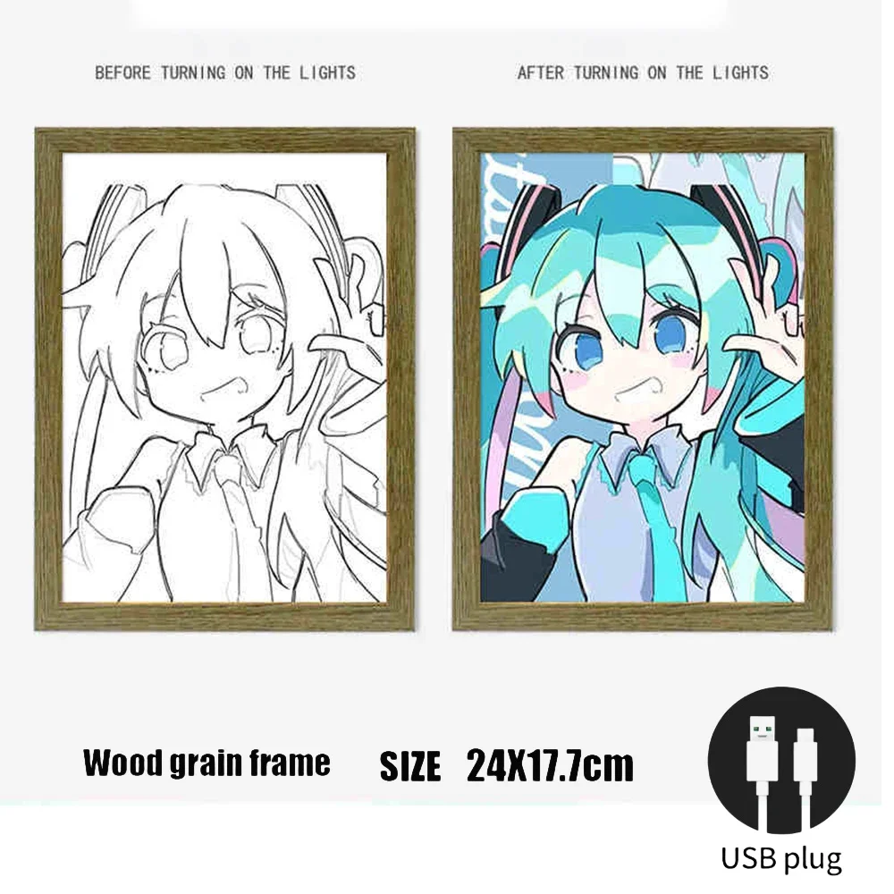 Хацунэ Мику аниме периферийные устройства Kawaii мультфильм светодиодный