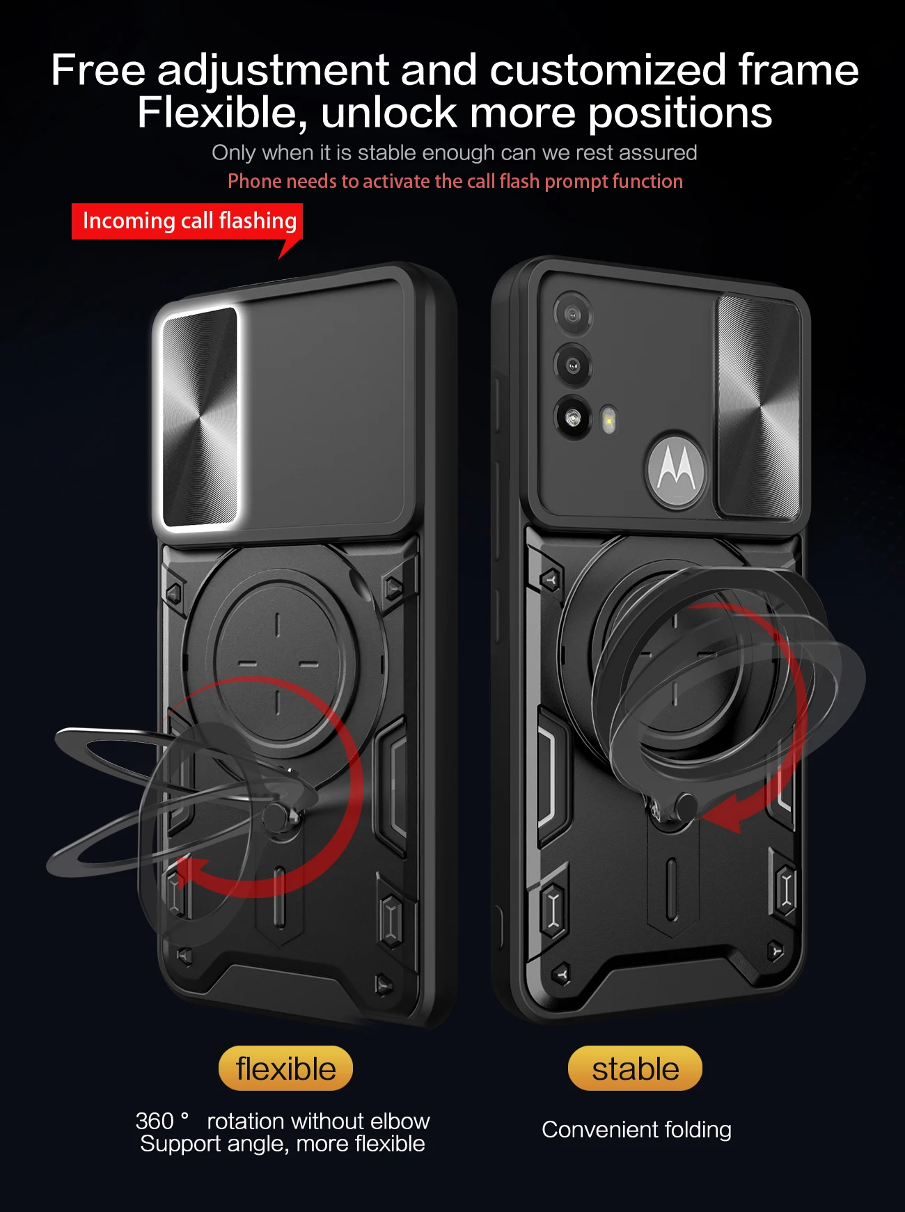 Luxury Slide Camera Case for Motorola Moto E20 E30 E40 Car Mount Magnetic Holder Shockproof Soft Edges Phone Cover MotoE20E30E40