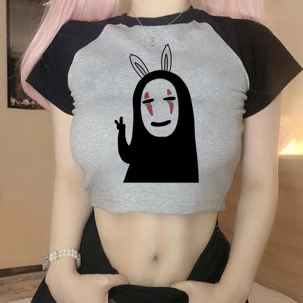 

Kaonashi yk2 graphic gothic crop top Female cyber y2k trashy kawai korean fashion tshirt