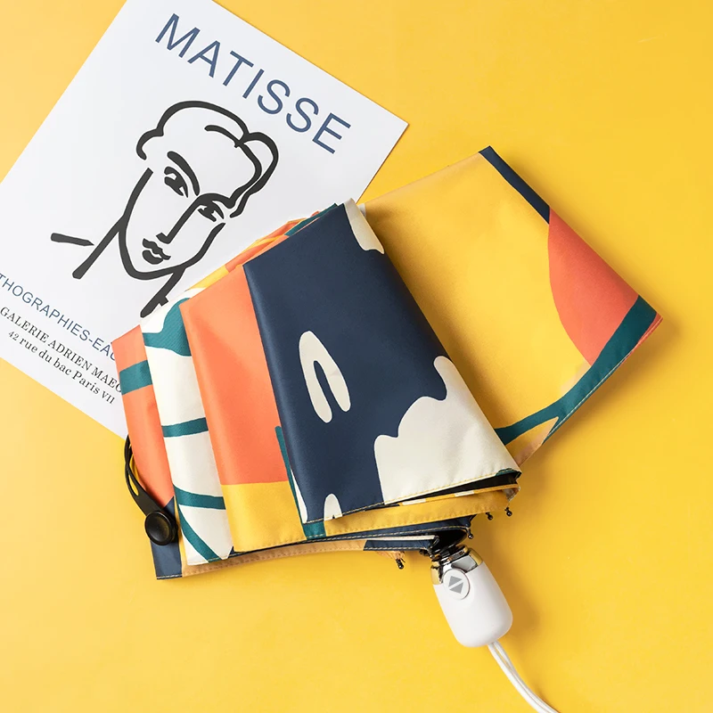 

Автоматический зонт, зонтик двойного назначения в стиле ретро, маленький и портативный женский складной солнцезащитный и УФ-защита CN Origin