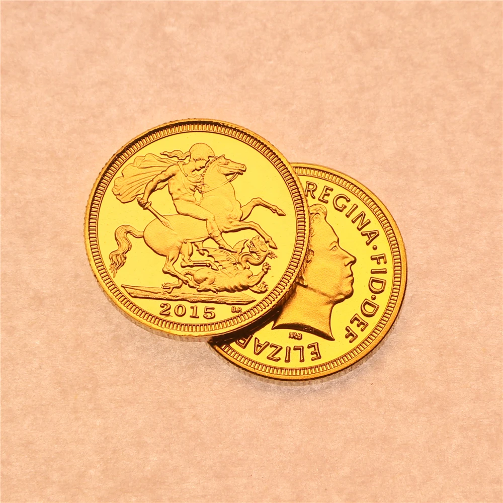 

Dia: 22mm 2015 British St George Dragon Gold Sovereign Coin Uk Gold Sovereign Gold Coin