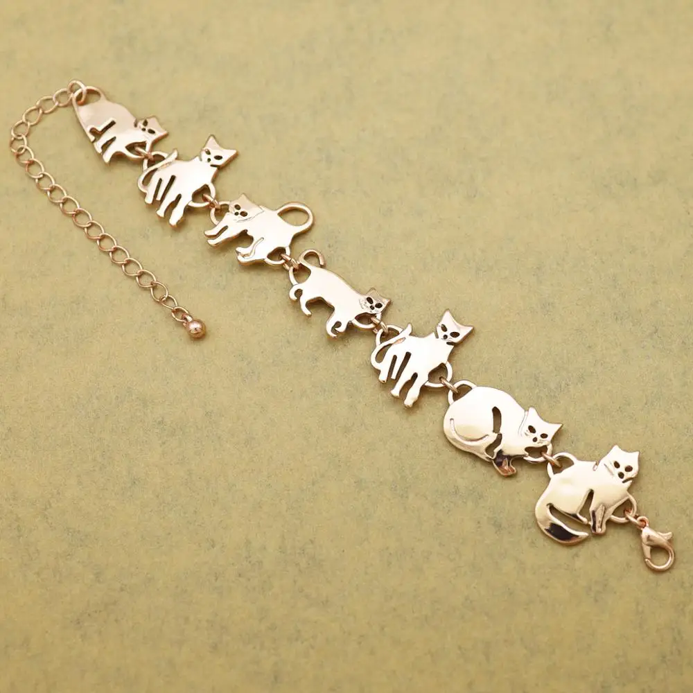 Браслет-цепочка женский с подвеской в виде кошки котенка | Украшения и аксессуары