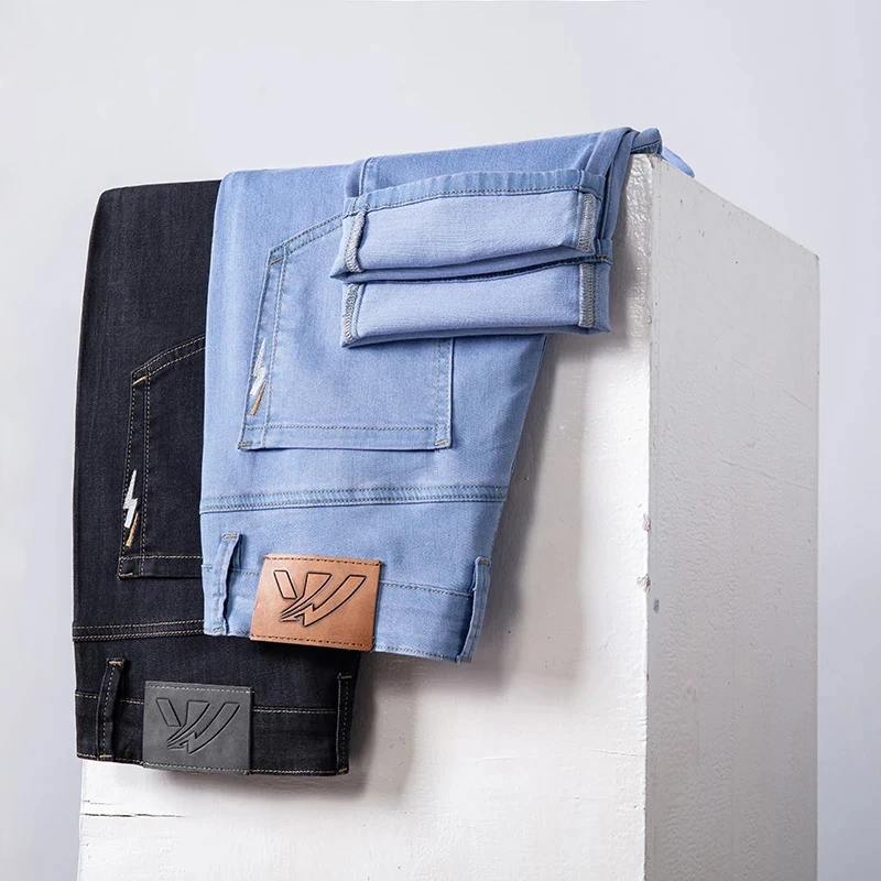 

Брендовая мужская одежда джинсы тонкие Lyocell удобные прямые свободные дышащие деловые повседневные бриджи