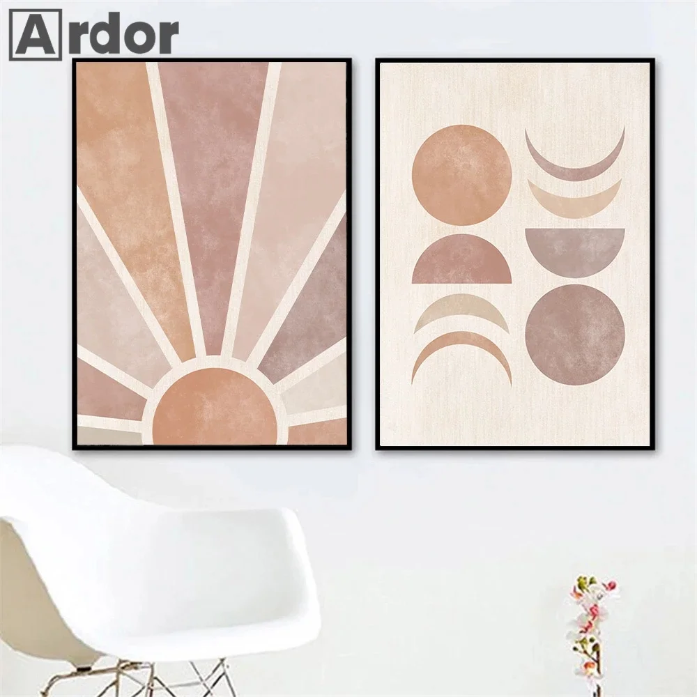 

Abstract Sun And Moon Skyline Wall Art Poster Boho Canvas Painting Arch Geometry Art Prints Minimalist Picture Living Room Decor