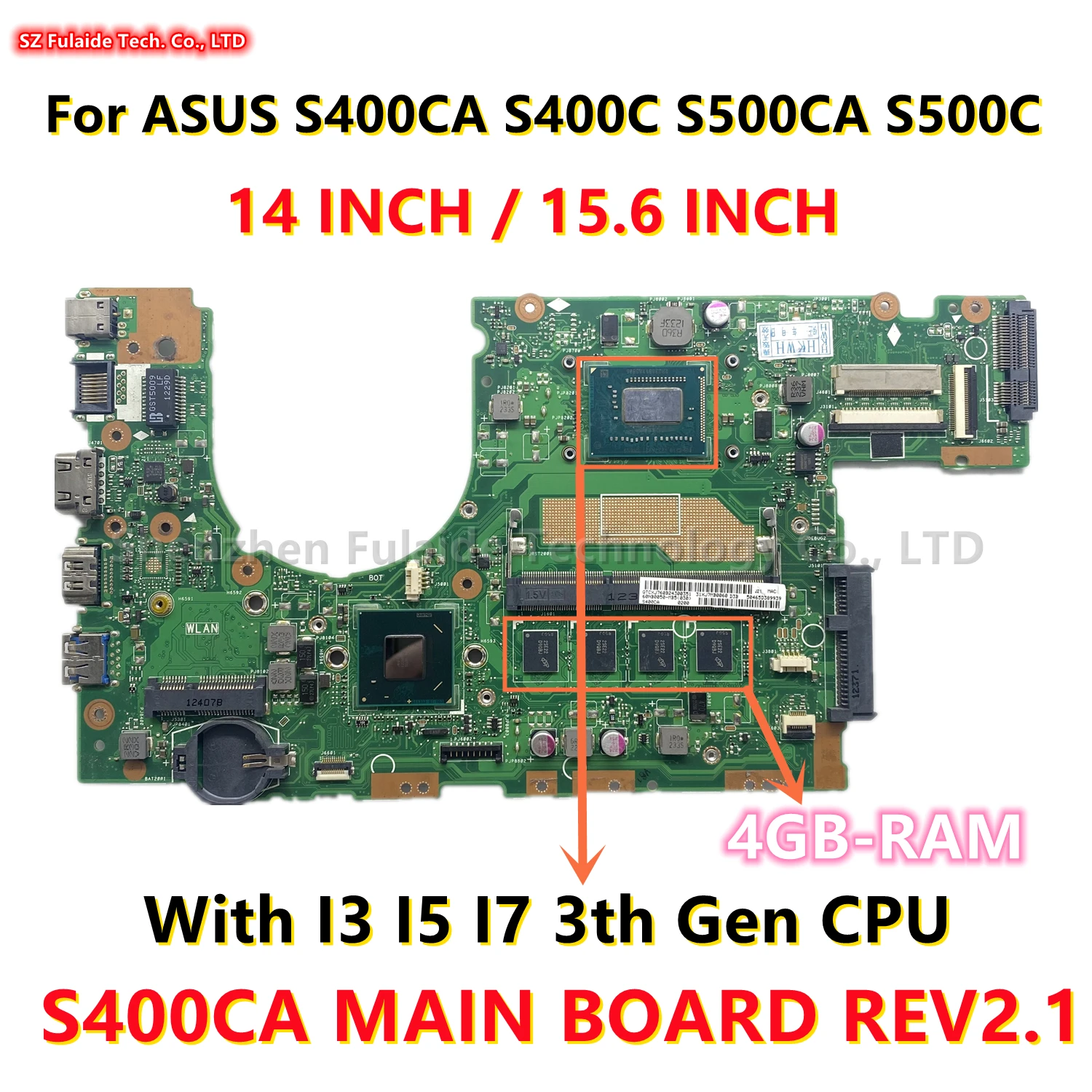 Материнская плата S400CA REV2.1 для ноутбука ASUS S400CA S400C S500CA S500C