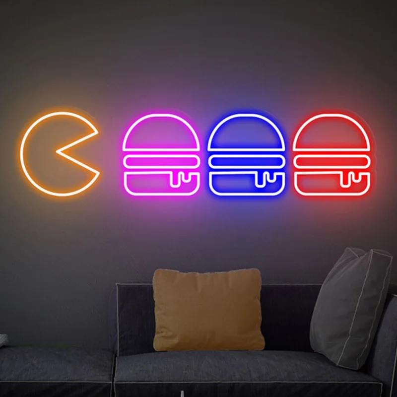 

Hamburger Neon Sign Custom Bedroom Game Room Decor Neon Light for Restaurant Shop Kid's Room Wall Art Decoration Led Light